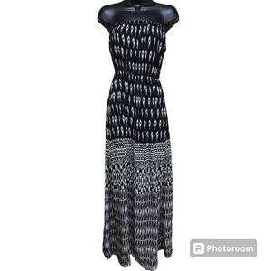 Wyldehart Womens Strapless Tube Black& White Tribal Print Maxi Dress Size Small